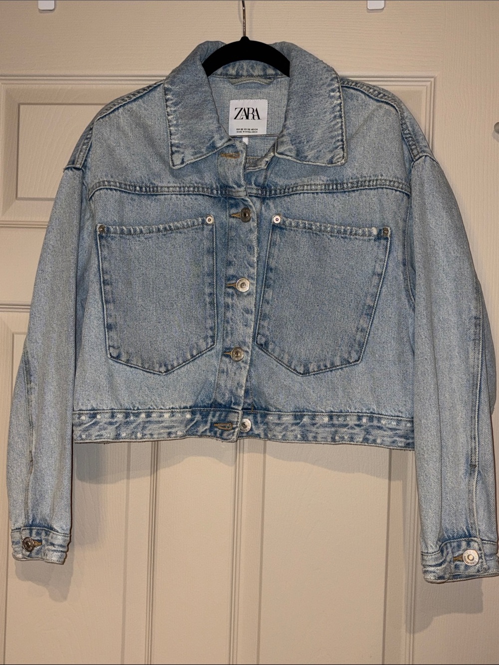 ZARA Light Blue Cropped Denim Jacket